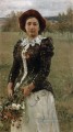 autumn bouquet portrait of vera repina 1892 Ilya Repin